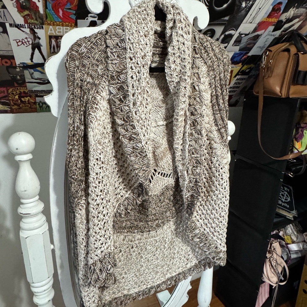 Tribal Women's Knit Sweater - Cream and Brown